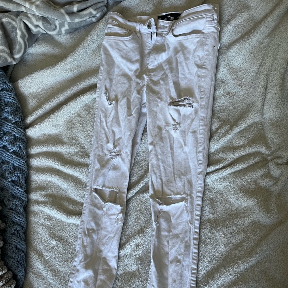 Hollister white ripped jeans